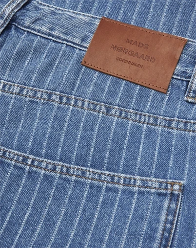 Mads Nørgaard - Striped Denim Hannes Shorts - Light Blue Wash